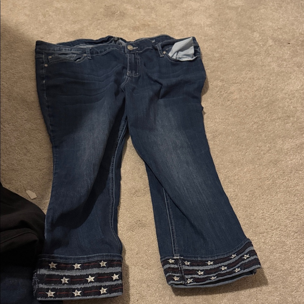 Women's Blue Jeans with Star Cuffs